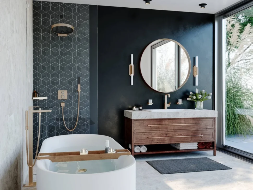 Душевая лейка Hansgrohe Rainfinity 100 26866140 шлифованная бронза