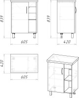 Тумба под раковину Grossman Флай 60 дуб сонома, серая
