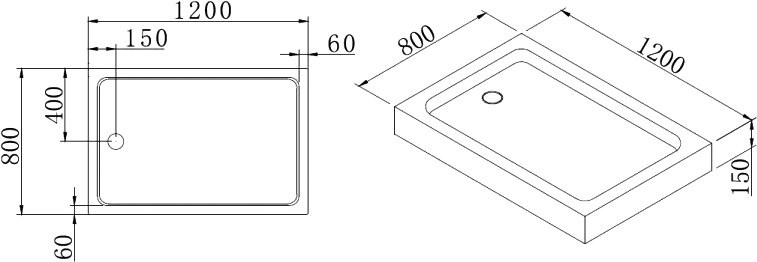 Поддон для душа Cezares Tray TRAY-A-AH-120/80-15-W0