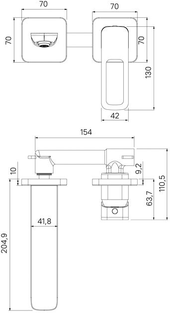Смеситель для раковины IDDIS Slide SLISB00i65 С ВНУТРЕННЕЙ ЧАСТЬЮ, хром