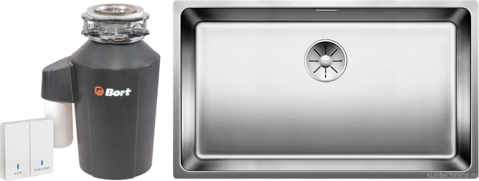 Комплект Мойка Blanco Andano 700-U + Измельчитель Bort Alligator Green