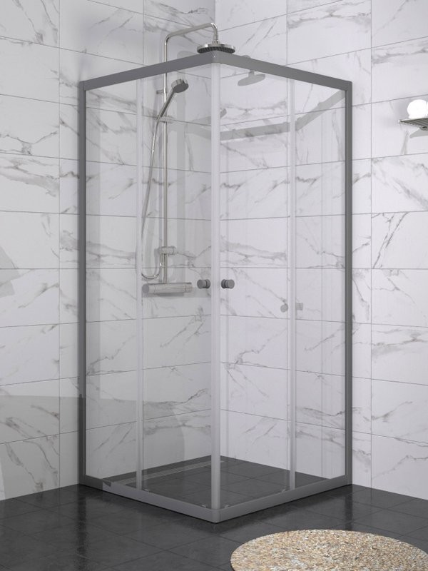 Душевой уголок Triton Вента -Графит 90х90, профиль вороненая сталь, стекло прозрачное