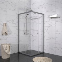 Душевой уголок Triton Вента -Графит 90х90, профиль вороненая сталь, стекло прозрачное