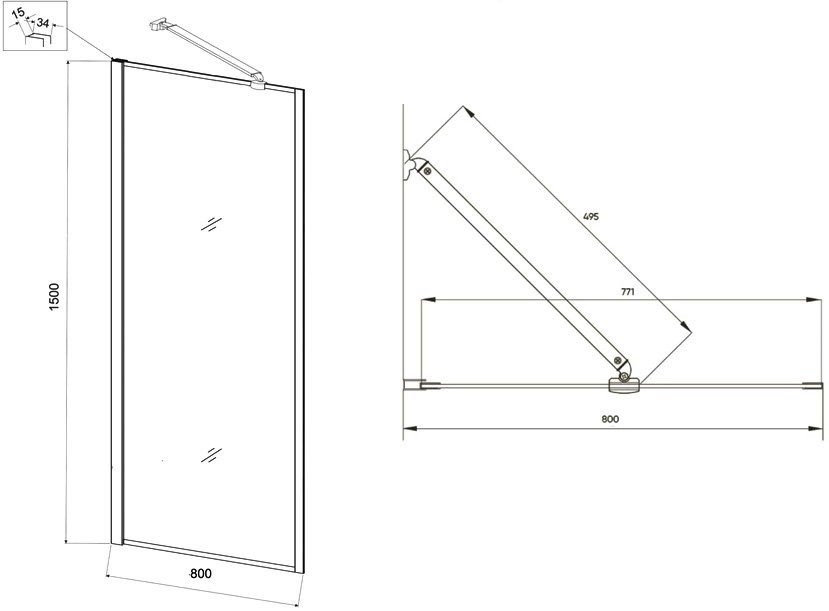 Шторка на ванну Veconi Palau PL85B-80-01-C8 80 см, профиль черный