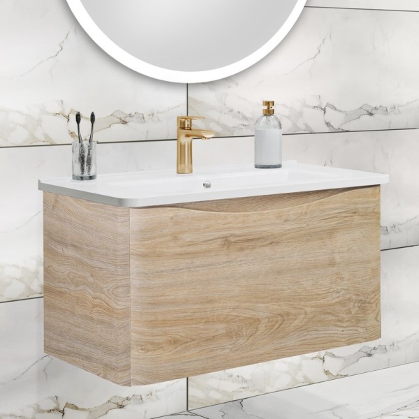 Тумба с раковиной Runo Тоскана 80 светлое дерево