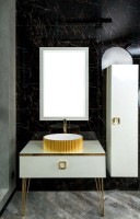 Мебель для ванной комнаты Armadi Art Lucido 100 жемчужная белая, раковина 878-G