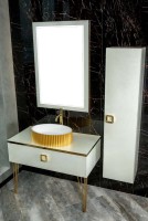 Мебель для ванной комнаты Armadi Art Lucido 100 жемчужная белая, раковина 878-G