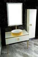 Мебель для ванной комнаты Armadi Art Lucido 100 жемчужная белая, раковина 878-G