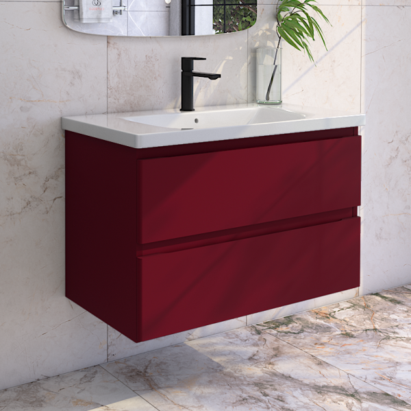 Тумба под раковину без столешницы Caprigo Forte 90 подвесная, бордовая