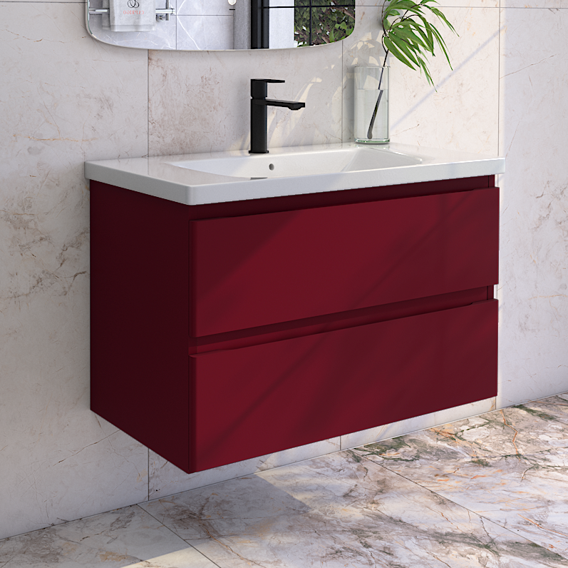 Тумба под раковину без столешницы Caprigo Forte 90 подвесная, бордовая