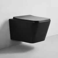 Комплект Унитаз подвесной BOND Cube F04-108 безободковый, с микролифтом, черный + Крепления Geberit Duofix 111.815.00.1 к стене + Звукоизоляция + Инсталляция UP 320 111.300.00.5 + Кнопка Sigma 01 115.770.DW.5 черная