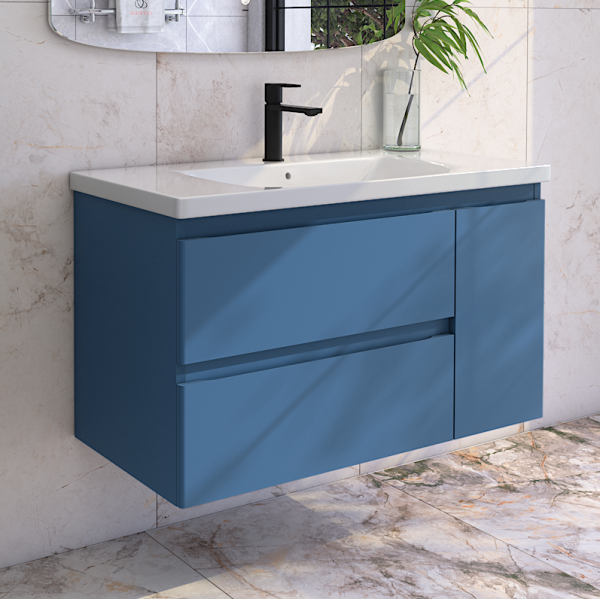 Тумба с раковиной Caprigo Forte 100 R подвесная, бриллиантово-синий