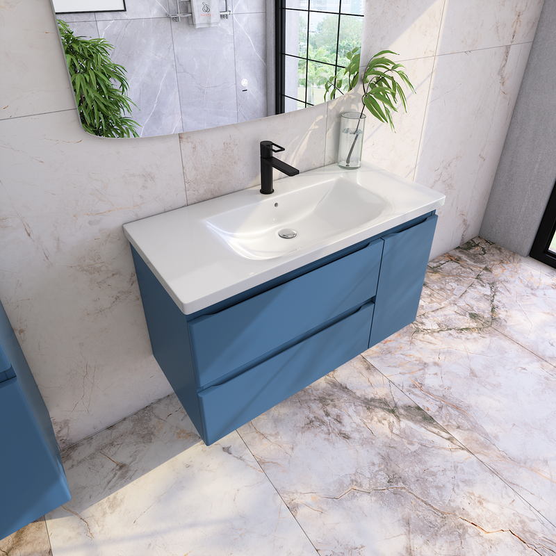 Тумба с раковиной Caprigo Forte 100 R подвесная, бриллиантово-синий