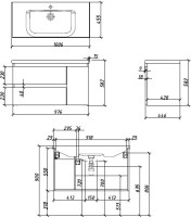 Тумба с раковиной Caprigo Forte 100 R подвесная, бриллиантово-синий
