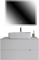 Мебель для ванной комнаты Orange Line 100 подвесная, 2 ящика, матовая белая с раковиной B07-600W