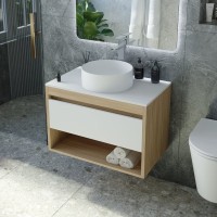 Тумба с раковиной Teymi Ritta 65 дуб эврика, матовая белая, раковина Lina D35