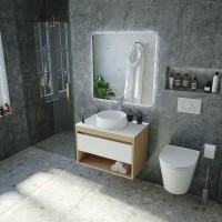 Тумба с раковиной Teymi Ritta 65 дуб эврика, матовая белая, раковина Lina D35