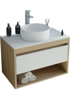 Тумба с раковиной Teymi Ritta 65 дуб эврика, матовая белая, раковина Lina D35