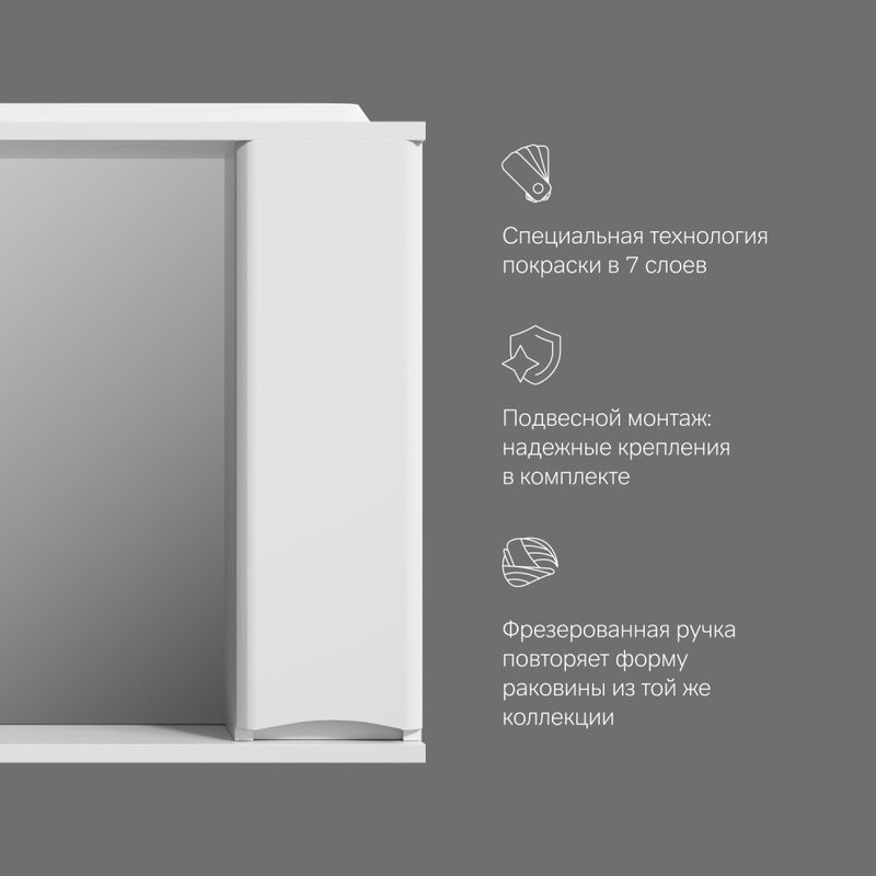 Зеркало AM.PM Like 80 R белый глянец