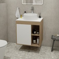 Тумба с раковиной Teymi Nura 60 дуб эврика, матовая белая, раковина Lina D35