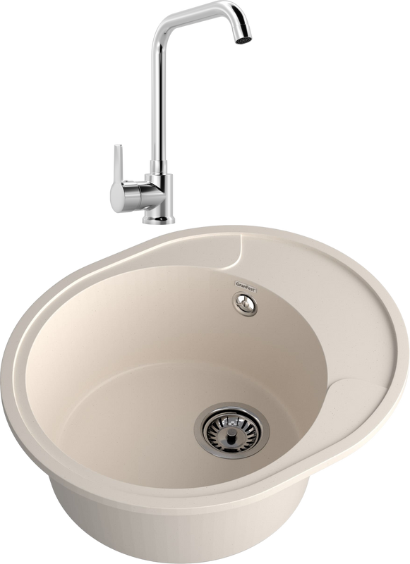 Комплект Мойка GranFest Urban 857L белая + Смеситель MEGA Ege MG-PL10 хром