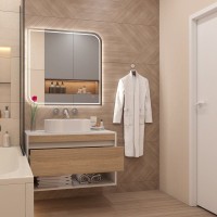 Тумба подвесная для ванной 85 см Teymi Ritta корпус белый фасад дуб T60540