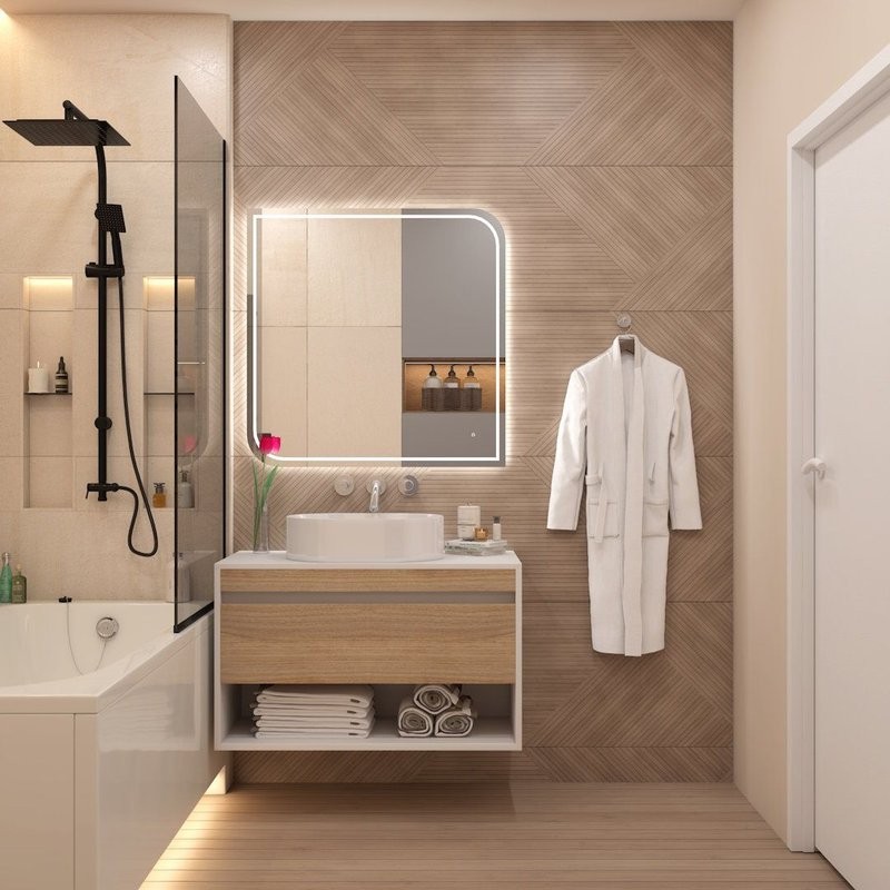 Тумба подвесная для ванной 85 см Teymi Ritta корпус белый фасад дуб T60540