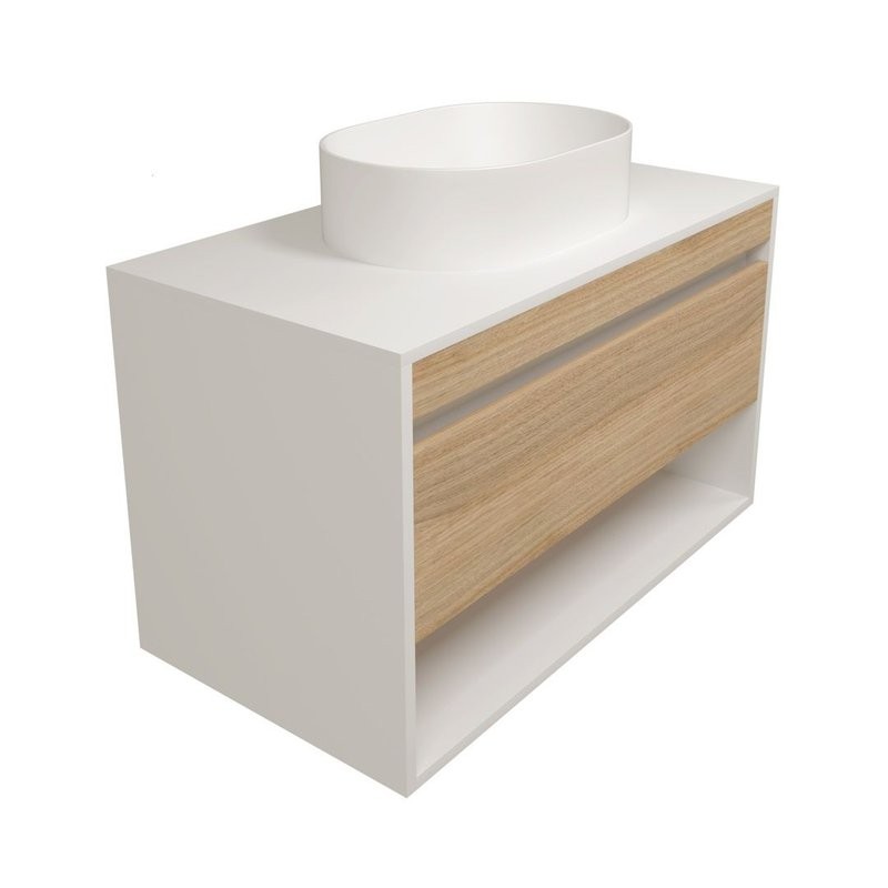 Тумба подвесная для ванной 85 см Teymi Ritta корпус белый фасад дуб T60540