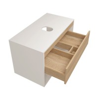 Тумба подвесная для ванной 85 см Teymi Ritta корпус белый фасад дуб T60540