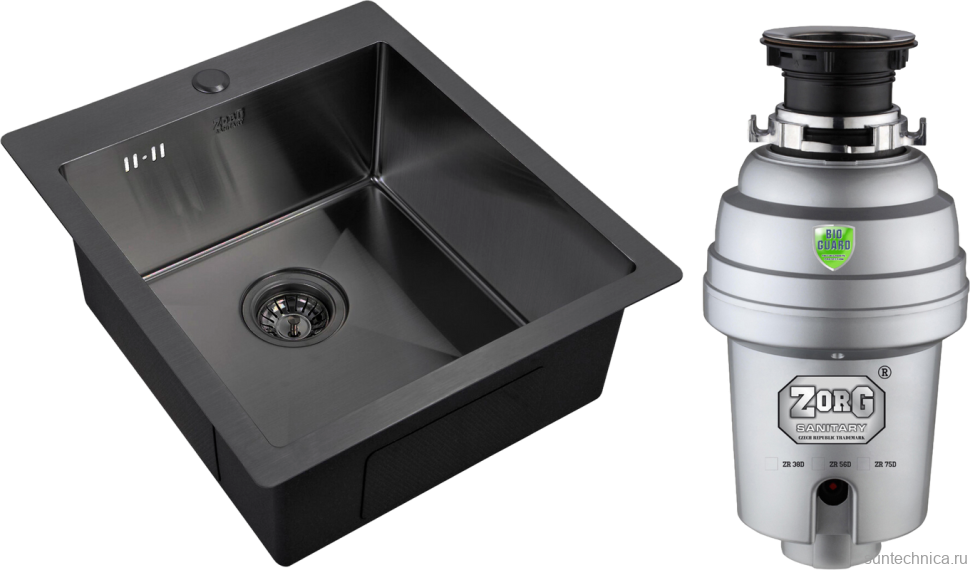 Комплект Мойка Zorg Inox PVD 4551 grafit + Измельчитель Inox D