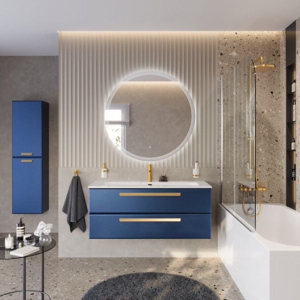 Мебель для ванной комнаты Cezares Eco Cer-N 120 sapfiro, раковина Eco 120, ручки сатиновое золото