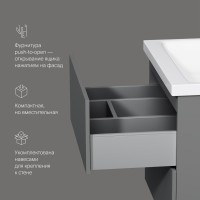 Тумба с раковиной AM.PM Gem 60 графит матовый, подвесная