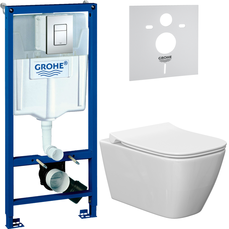 Комплект Унитаз подвесной Ideal Standard I Life B T461401 безободковый, euro white + Крышка T500301 с микролифтом + Инсталляция Grohe Rapid SL 38772001 3 в 1 с кнопкой смыва + Звукоизоляция