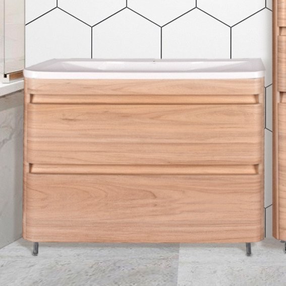 Тумба под раковину Style Line Атлантика 100 Люкс Plus, напольная, ясень перламутр