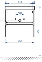Тумба с раковиной Belux Бостон 50 подвесная, белая глянцевая, 2 ящика