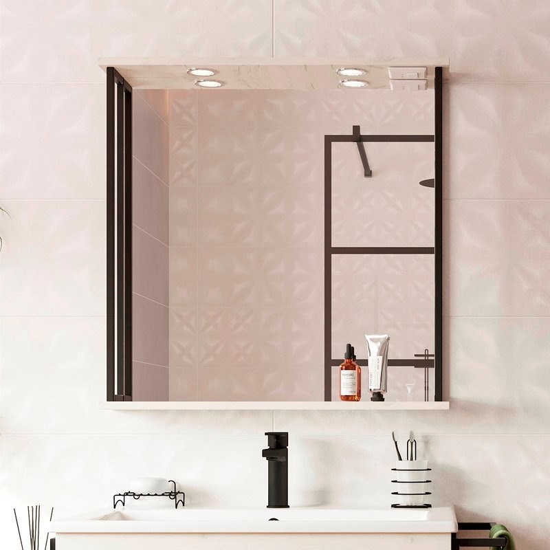 Зеркало Sanflor Бруклин 75 дуб крафт, с полкой (уценка: выставочный образец, нет упаковки)