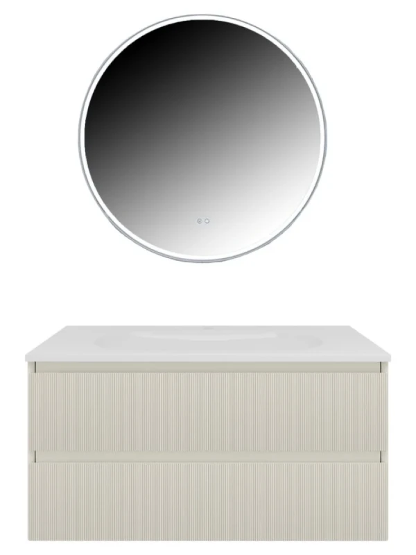 Мебель для ванной комнаты Vincea Welle 100 m.beige soft-touch, раковина VCB-4H100W белая