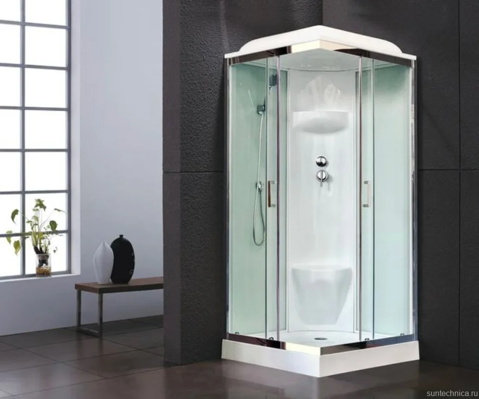Душевая кабина Royal Bath HP RB90HP6-WT-CH с низким поддоном, с сиденьем