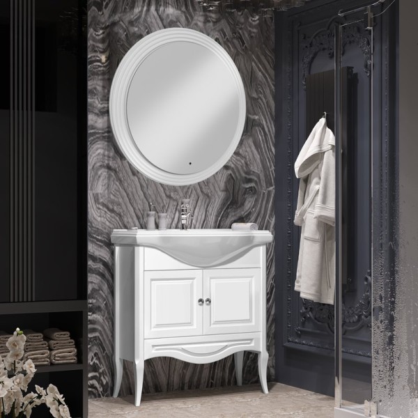 Мебель для ванной комнаты Opadiris Брунелла 80 белая матовая, зеркало STWORKI Ларвик