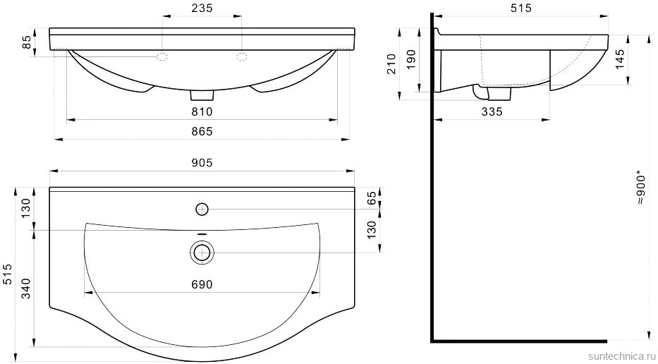 Тумба с раковиной Style Line Канна 90 белая