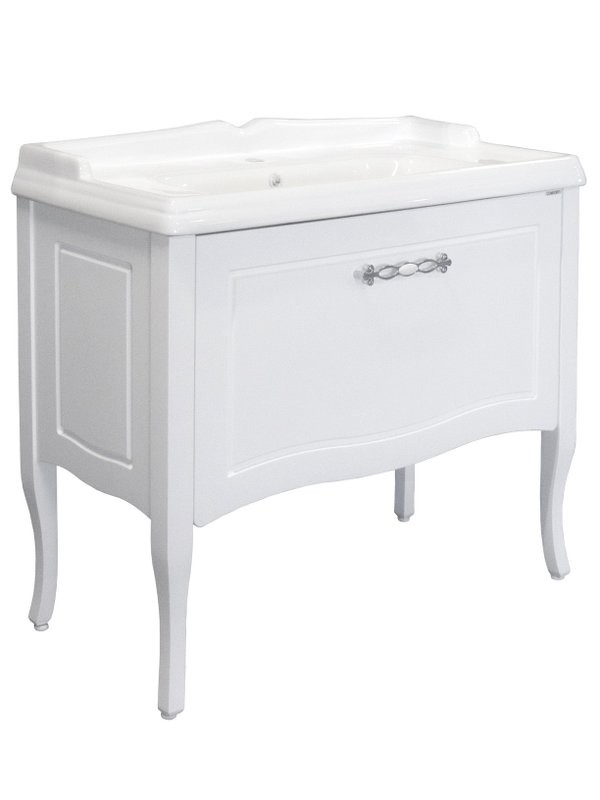 Мебель для ванной комнаты Comforty Павия 100 напольная, белый глянец