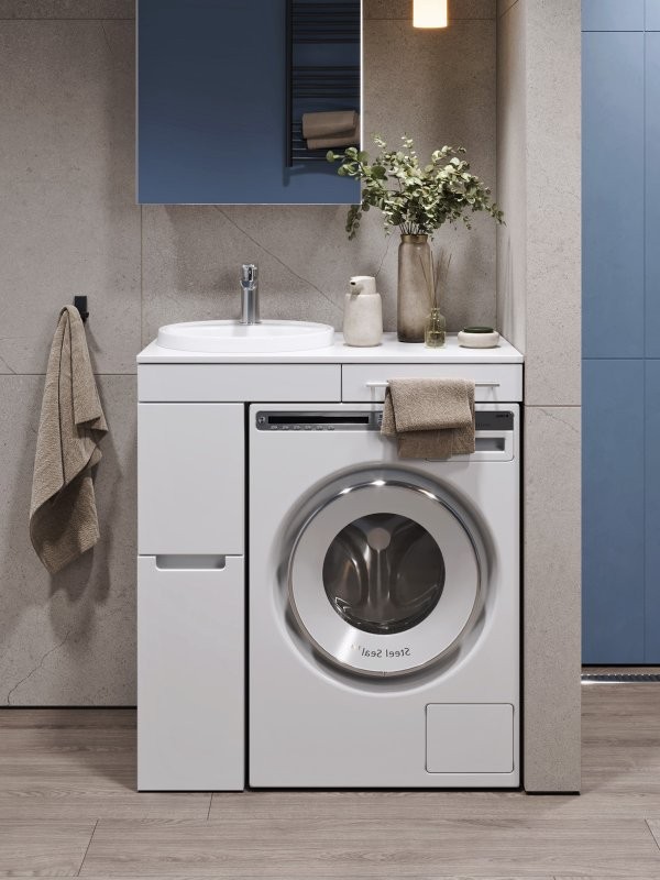 Тумба под раковину со столешницей Alavann Cosmetic 85 R/L глянцевая белая