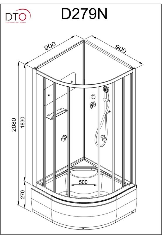 Душевая кабина DTO D D279 профиль хром, стекло матовое