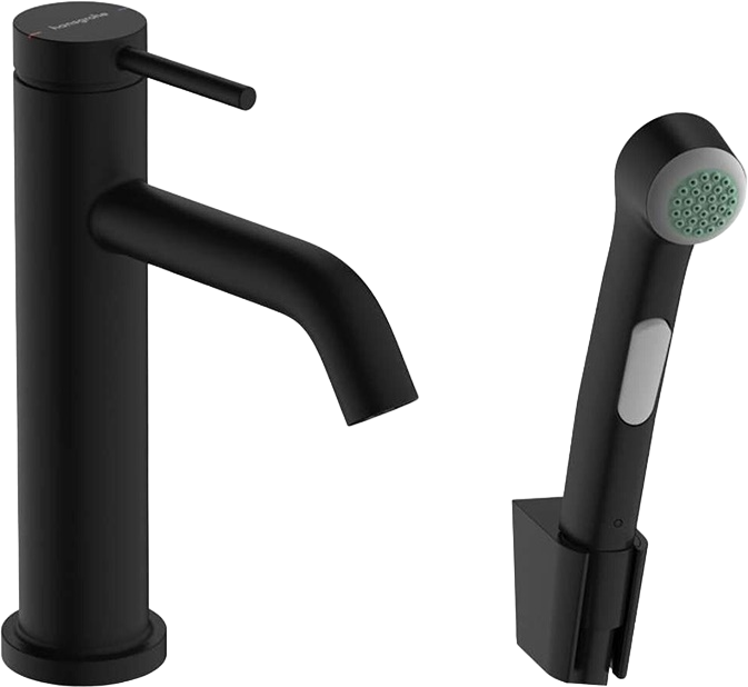 Смеситель для раковины Hansgrohe Tecturis S 110 73211670 с гигиеническим душем, матовый черный