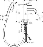 Смеситель для раковины Hansgrohe Tecturis S 110 73211670 с гигиеническим душем, матовый черный