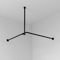 Угловой карниз для ванны Wasserkraft Elbe SC-729090 90x90 см, Г-образный, глянцевый черный