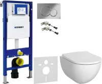 Комплект Унитаз подвесной Geberit Acanto + Крышка + Крепления Duofix 111.815.00.1 к стене + Звукоизоляция + Инсталляция UP 320 111.300.00.5 + Кнопка Sigma 01 115.770.21.5 хром