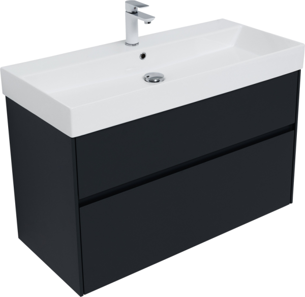 Тумба с раковиной Aquanet Бруклин 100 антрацит