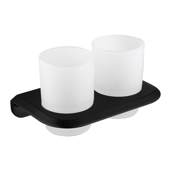 Стакан для ванной Abber Nord AA1557B настенный, черный, стеклянный, двойной