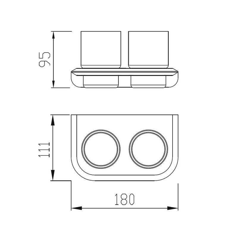 Стакан для ванной Abber Nord AA1557B настенный, черный, стеклянный, двойной